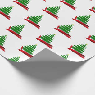 Julgran med röd bandjul presentpapper