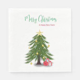 Julgran med röd nutid pappersservett