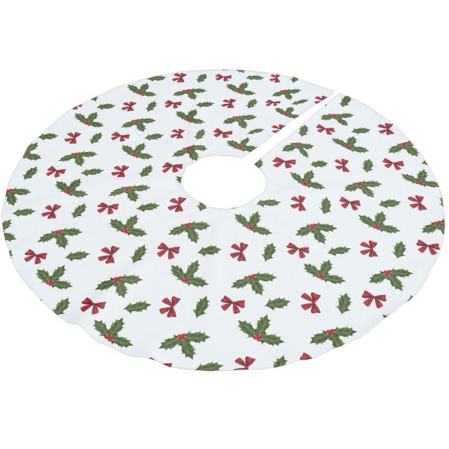 Julgran med röda band Mönster Julgransmatta Borstad Polyester (Vinklad)