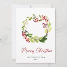 Julgran med röda bär Julhälsning