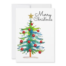 Julgran med röda dekorationer