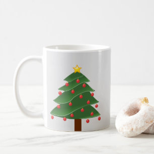 Julgran med röda glödlampor Klassisk vit mugg