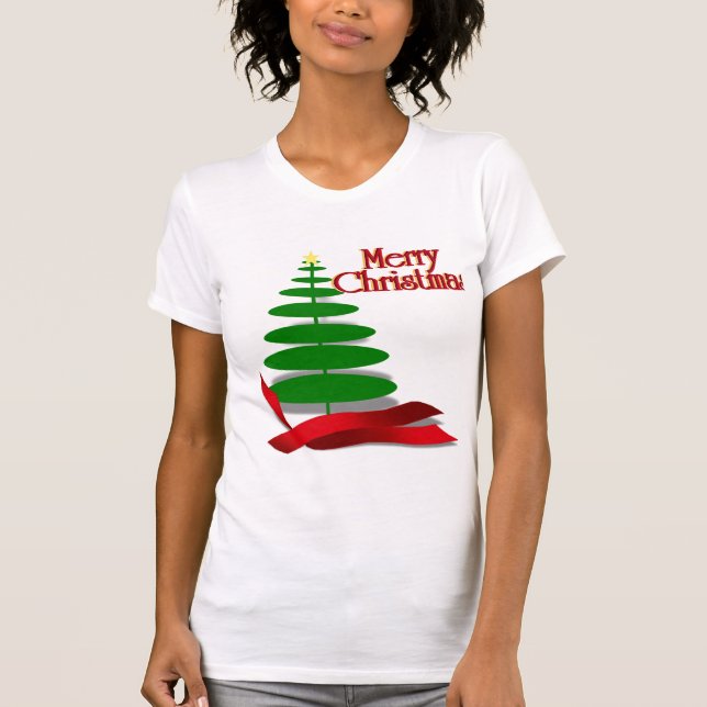 Julgran med rödband tee (Framsida)