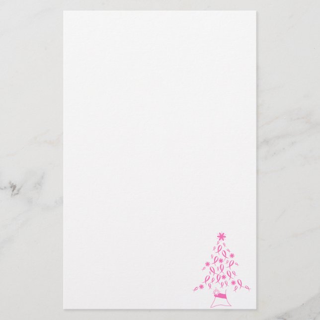 Julgran med Rosett band bröstcancer Brevpapper (Framsida)