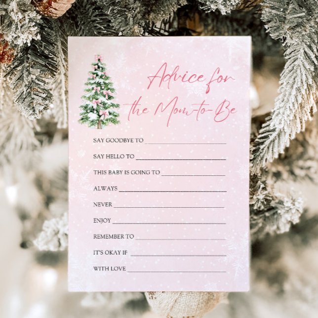 Julgran med rosett Tips för den blivande mamman Sp Inbjudningar (Pink Bows Christmas Tree Advice for the mom-to-be Game)