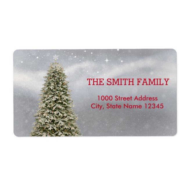 Julgran med Snö som bakgrund Fraktsedel (Framsidan)