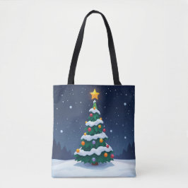 Julgran med snö Totebag Tygkasse