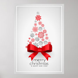 Julgran med snöflingor poster