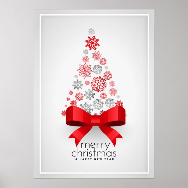 Julgran med snöflingor poster (Framsidan)