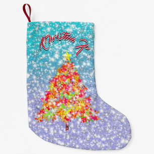 Julgran med Sparkles Snöflingor Liten Julstrumpa