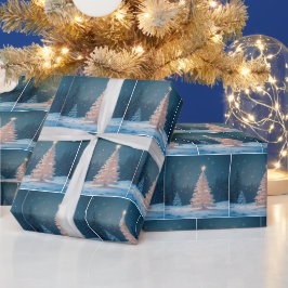 Julgran med stjärna på vintern presentpapper