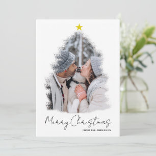 Julgran med stjärnram fotohögtidskort inbjudningar