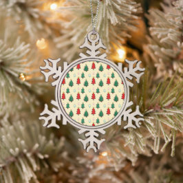 Julgran med stjärntoppen sömlös mönster snöflinga pewter julgransprydnad