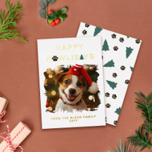 Julgran med tass lycka till hurledags hund jul