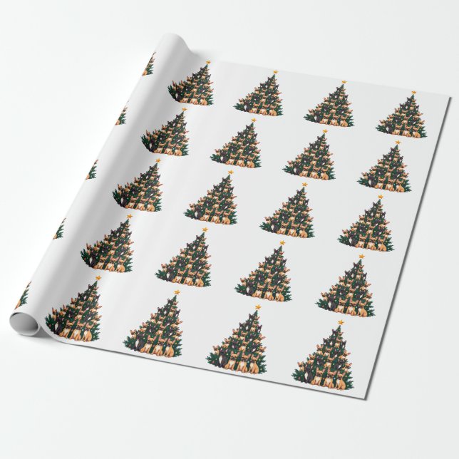 Julgran med Terrier hundar Julafton Gift Presentpapper (Utrullad)