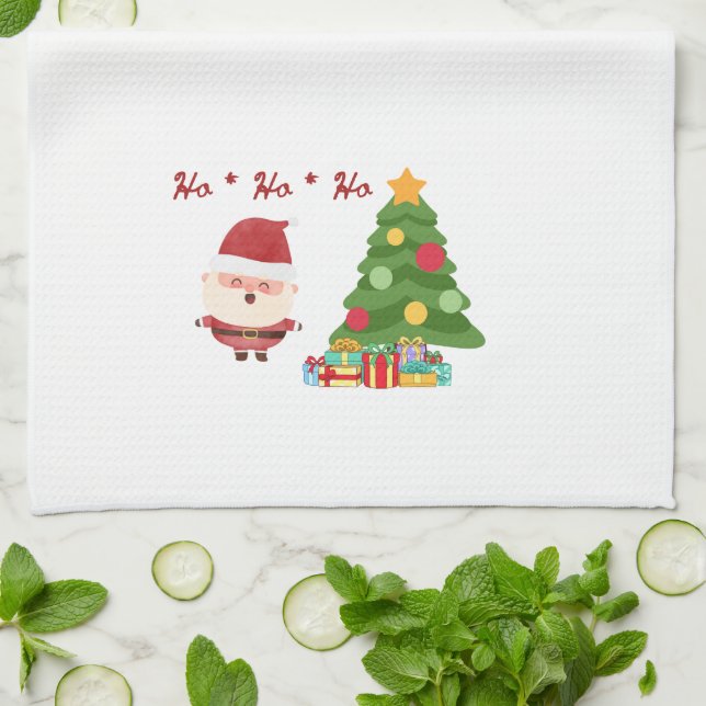 Julgran med tomten på en kökshandduk (Vikta)