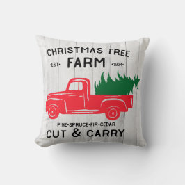Julgran med Vintage Red Lastbil Pillow Kudde
