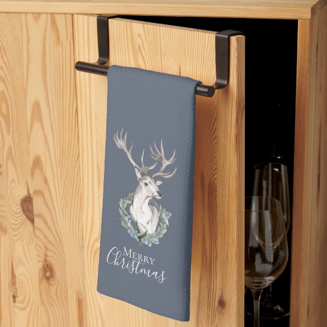 Julgran med vinterkrans kast kökshandduk (Thirds Fold)