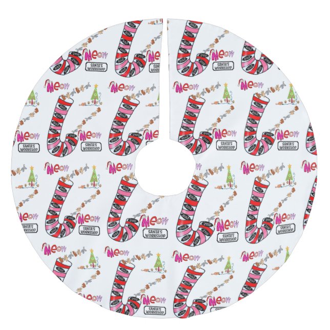 Julgran Meow Cat Kittens Julgransmatta Borstad Polyester (Framsidan)