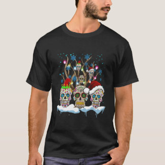 Julgran mexikanskt blomsocker Skulltomha T Shirt