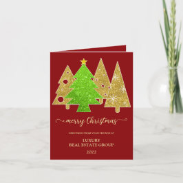 Julgran | Minimalistisk | Guldglitterpresent Helgkort