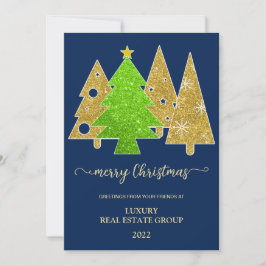 Julgran | Minimalistisk | Guldglitterpresent Julkort