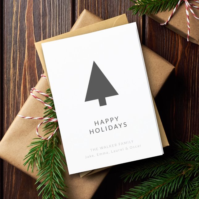 Julgran | Minimalistisk skandinavisk modern Helgkort (Personalize your folded Christmas card for minimal Scandi-inspired charm)