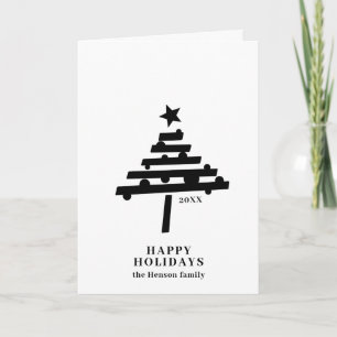Julgran Minimalistisk Svart och Vit Familj Helgkort