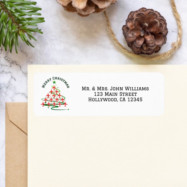 Julgran, minimalistiskt Helgdag Returadress Etikett (Skapare uppladdad)