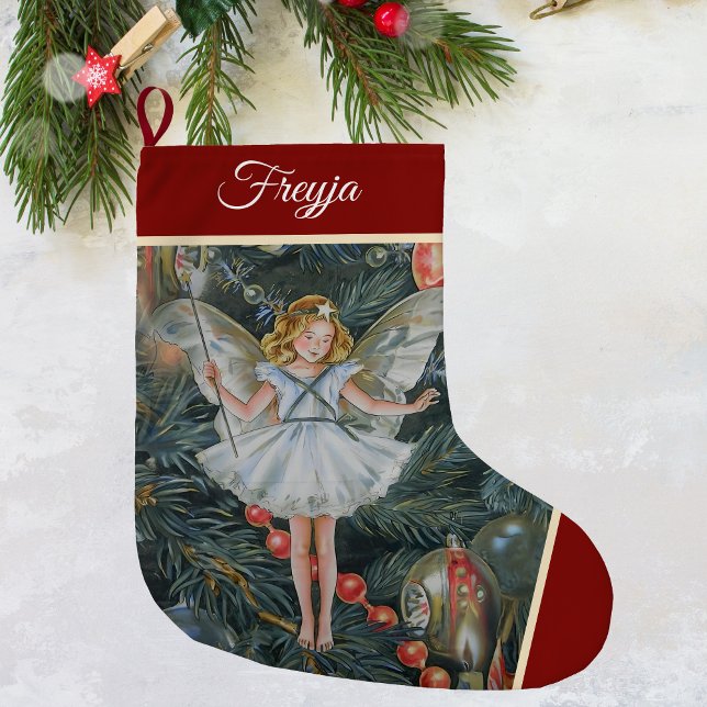 Julgran, mjölklager, Personlig Stor Julstrumpa (Christmas Tree Fairy Stocking)