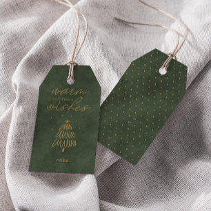 Julgran • Modern Dammdammig Grön Velvet Holiday Presentetikett