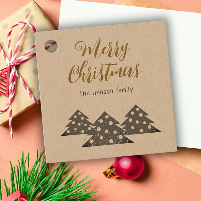 Julgran Modern Family Helgdag Kraft Gåvor Etiketter (Skapare uppladdad)