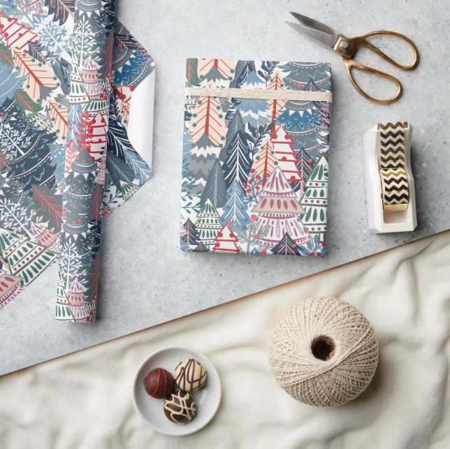 Julgran Modern Festive Winter Helgdag Presentpapper (Hantverk)