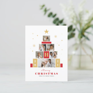 Julgran modern flerfoton Holiday-kort Helg Vykort
