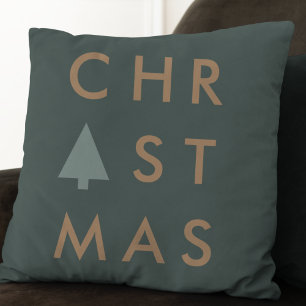 Julgran   Modern Guld och Grönt med minimalistisk  Kudde