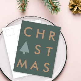 Julgran | Modern Guld och Grönt med minimalistisk Vykort