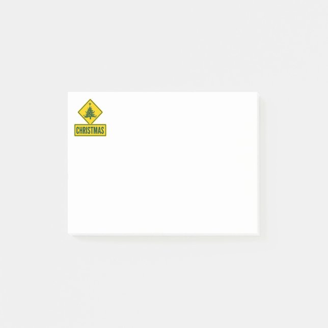 Julgran Modern Högtidlig Vägningsvarningsskylt Post-it Block (Framsida)