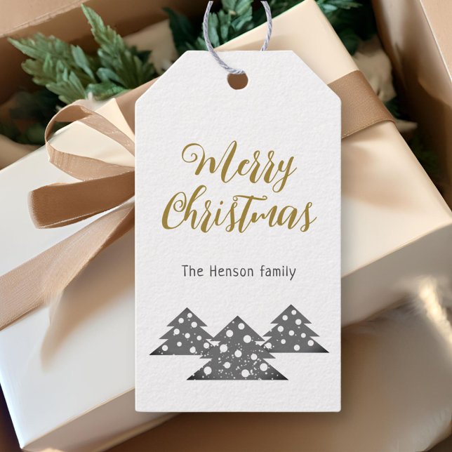 Julgran Modern Minimalist Family Helgdag Presentetikett (Skapare uppladdad)