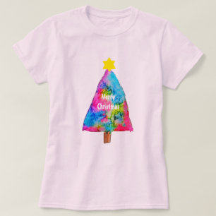 Julgran moderna funky färg t shirt