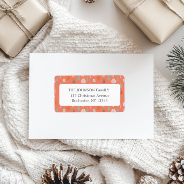 Julgran Mönster Adress Adressetikett (Skapare uppladdad)