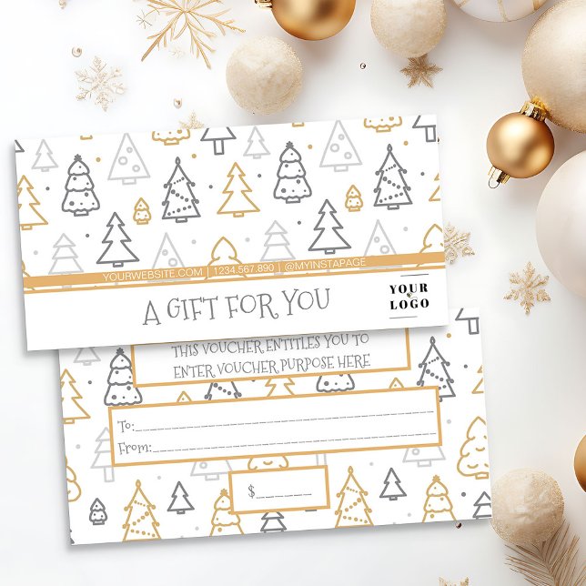 Julgran Mönster Anpassningsbar Business Logotyp (Logo branded christmas gift certificates by Busy Business Bee)
