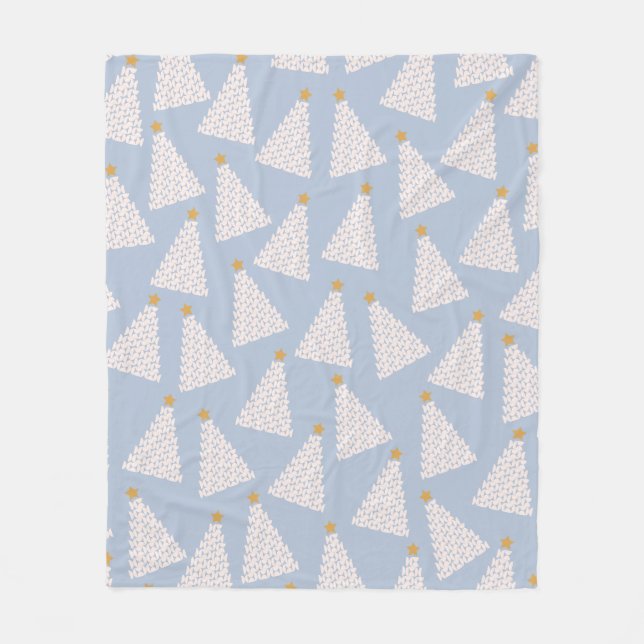 Julgran Mönster Blue Fleecefilt (Framsidan)