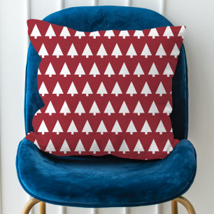 Julgran Mönster   Geometric Scandi Mörk Red Kudde