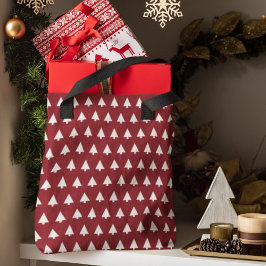 Julgran Mönster | Geometric Scandi Mörk Red Tygkasse