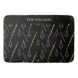 Julgran Mönster i Svarta, vita och Guld Badrumsmatta