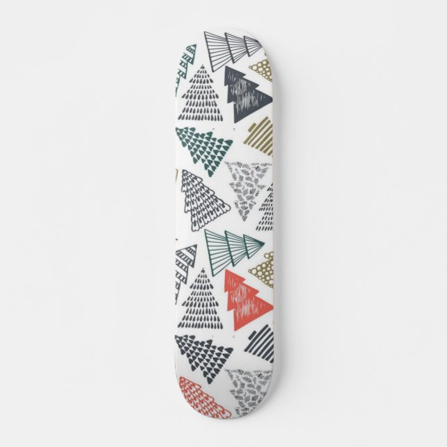 Julgran mönster mini skateboard bräda 18,5 cm (Framsida)