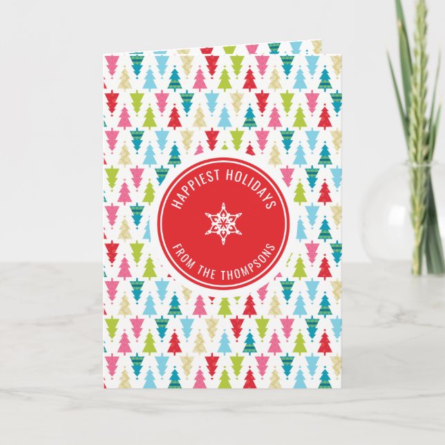 JULGRAN MÖNSTER, modern minimiröd Kort (Framsida)