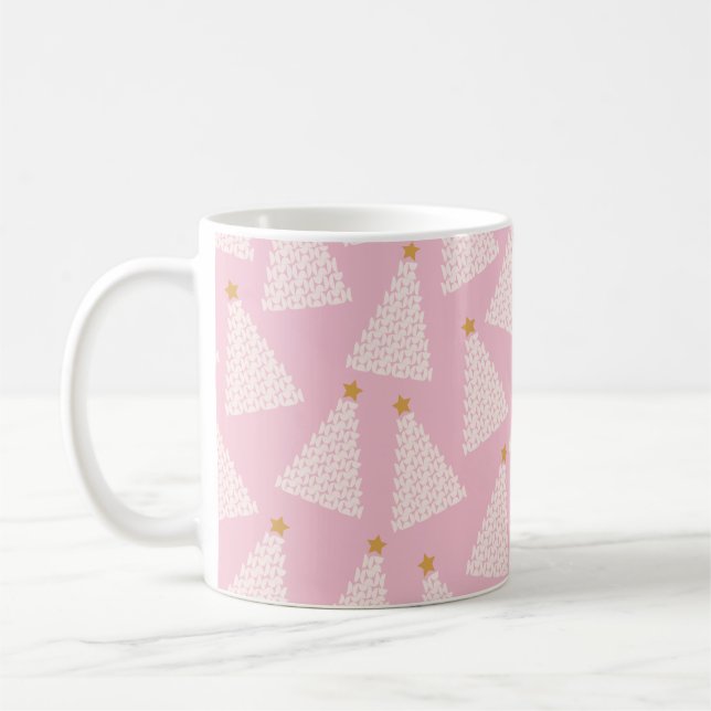 Julgran Mönster Rosa Kaffemugg (Vänster)