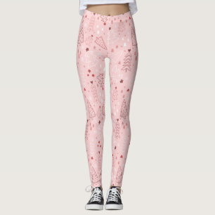 Julgran Mönster Rosa Leggings