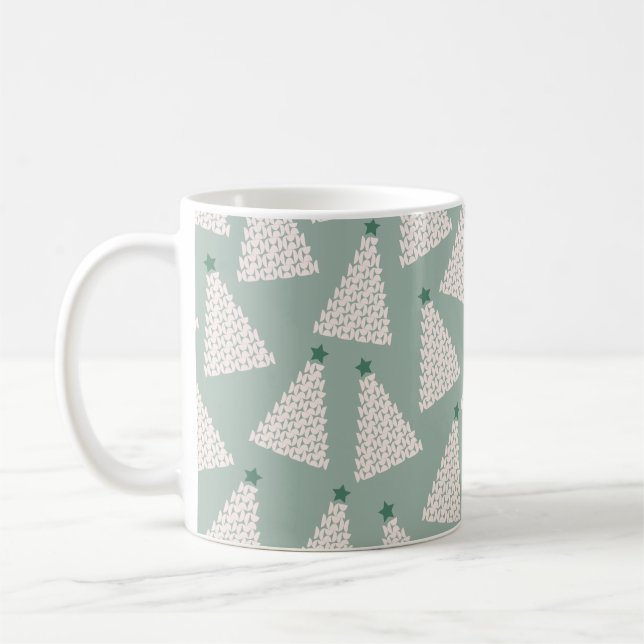 Julgran Mönster Sage Grönt Kaffemugg (Vänster)